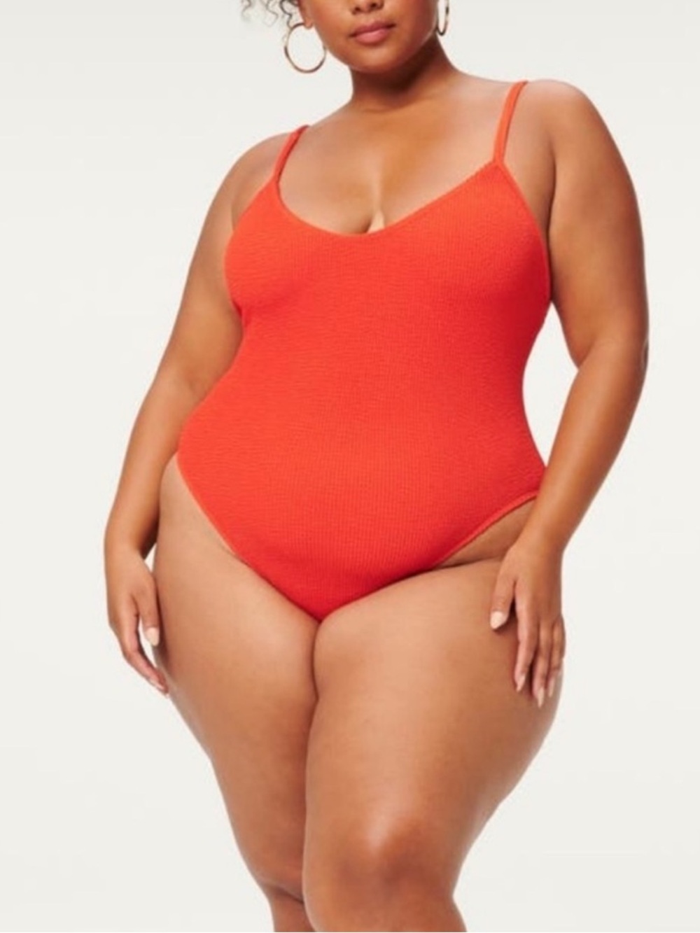 Good American Always Fits Textured One-Piece Swimsuit in Bright Poppy Red 1X/2X